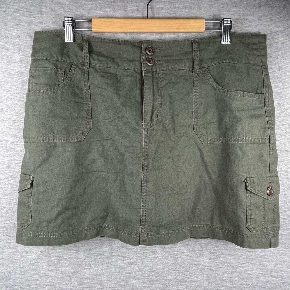 Beau Green Cargo Skort Linen Cotton Blend Size 14